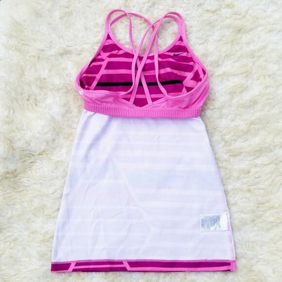 Strappy Nike Tank Size M Purple Pink Stripe Top Crisscross Racer Back - Picture 7 of 10